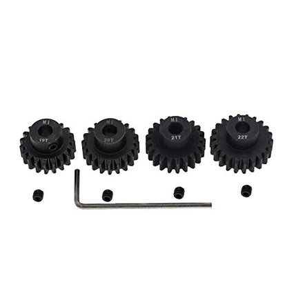 4pcs Mod 1 Pinion Gear 5mm Set Hardened 19T 20T 21T 22T M1 Pitch Gears RC Upgrade Part with Screwdriver