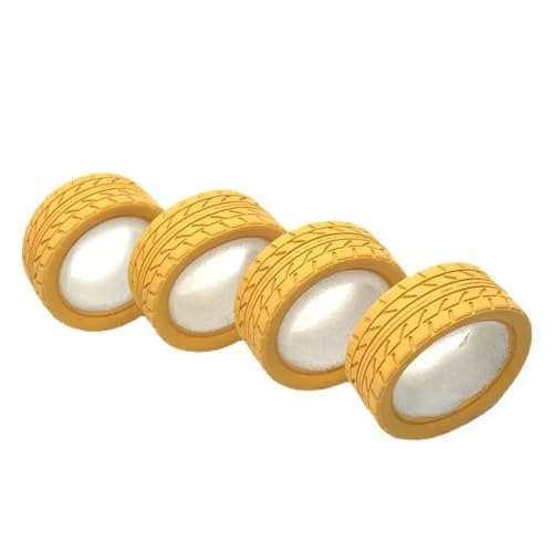 COMODO 4Pcs 65mm 1/10 Scale RC On-Road Drift Rubber Tires Pre-Mounted on Wheels Compatible with Various RC Drift Touring Cars(Yellow) - color: Yellow