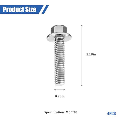 4PCS M6 x 30mm Car Mounting Bolt Screws Kit, OEM#W706175S43 | 304 stainless steel construction, replacement screw design, compatible with F-600 super duty E-350, car accessories - size: M6*30