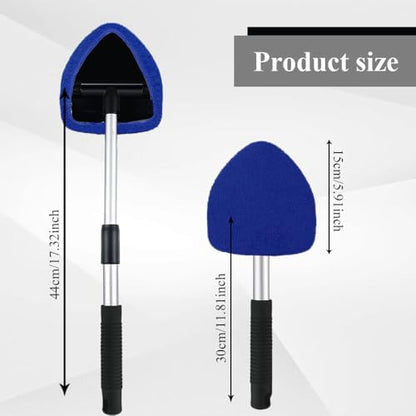 Windshield Cleaning Tool, Car Window Cleaner, Windshield Cleaner with 4 Washable Reusable Microfiber Pads and Extendable Handle, Auto Glass Wiper Cleaning Kit Universal for Car (Blue) - color: Blue