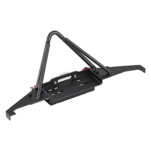 RC Crawler Steel Front Bumper with LED Lights, Heavy Duty RC Car Front Bumper for Axial SCX10 90046, 1/10 Scale Off Road Remote Control Car Accessories, Durable Metal Bumper with E