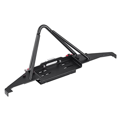 RC Crawler Steel Front Bumper with LED Lights, Heavy Duty RC Car Front Bumper for Axial SCX10 90046, 1/10 Scale Off Road Remote Control Car Accessories, Durable Metal Bumper with E