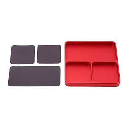 RC Model Repair Screw Tray, Magnetic Tool Tray for RC Car Maintenance, CNC Aluminum Alloy Organizer with Magnetic Pads for Remote Control Vehicles Aircraft Helicopters (Red) - color: Red