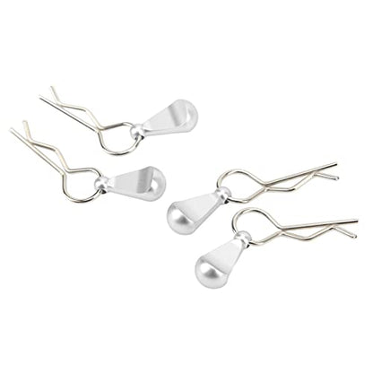 RC Car Body Clips with Pull Tabs Durable Stainless Steel and Aluminum Alloy Upgrade Parts for 1/8 and 1/10 Remote Control Cars 4Pcs Silver 34x12mm (Silver) - color: Silver