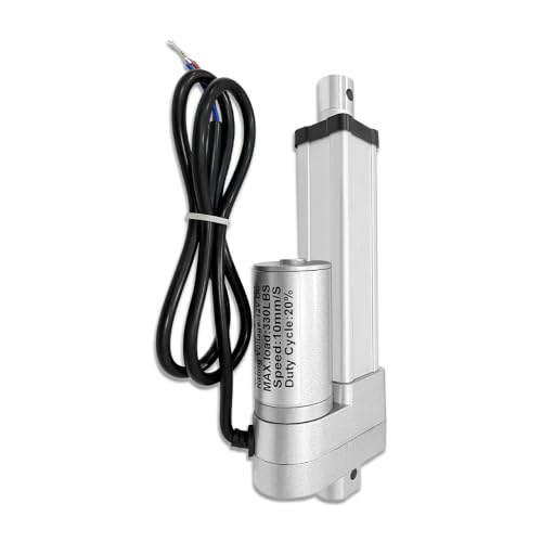 4" (100mm) Stroke 12V Silent Electric Linear Actuator Silver | 330lbs (1500N) Load Capacity, IP55 Waterproof - color: Silver, size: 4"