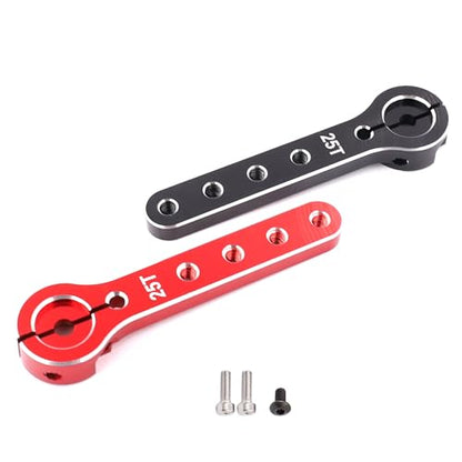 25T Metal Servo Arm 56mm for 30-100CC Balsa Airplanes 1/10 RC(Red+Black) | Extension Servo Horn for 1/10 Car Boat Futaba HSP Wltoys Axial SCX10 Parts,CNC Machining - color: Black+red