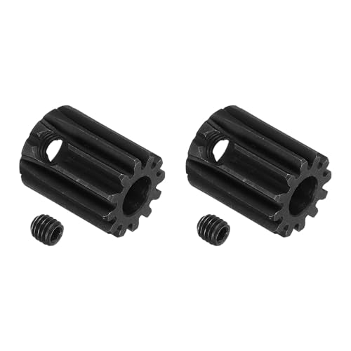 MECCANIXITY 2 Pcs RC 32P Hardened Pinion Gear 5mm Shaft, 12T Motor Gears Carbon Steel for 1/10 RC Model Car Boat Drone - style: 12T