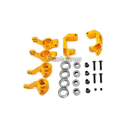Aluminum RC Steering Knuckle Hub Upgrade Parts Kits 102210 102010 102011 102212 102012 Part Compatible with HSP Redcat Racing Lightning Volcano EPX Monster 1/10 RC Model Car Truck (Gold) - color: Gold