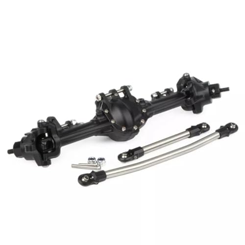 Aluminum Front & Rear Axles CNC Complete Axle Set for 1/10 RC Crawler Car Axial SCX10 II 90046 90047 Upgrade Parts (Black) - color: Black