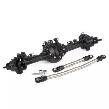 Aluminum Front & Rear Axles CNC Complete Axle Set for 1/10 RC Crawler Car Axial SCX10 II 90046 90047 Upgrade Parts (Black) - color: Black