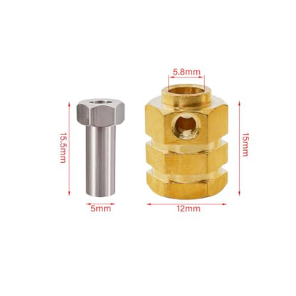12mm Brass Wheel Hex Extension Adapters Compatible with TRX4 TRX6 1/10 RC Crawlers, Heavy Brass Wheel Spacers with Lock Nuts, 4PCS (15mm)