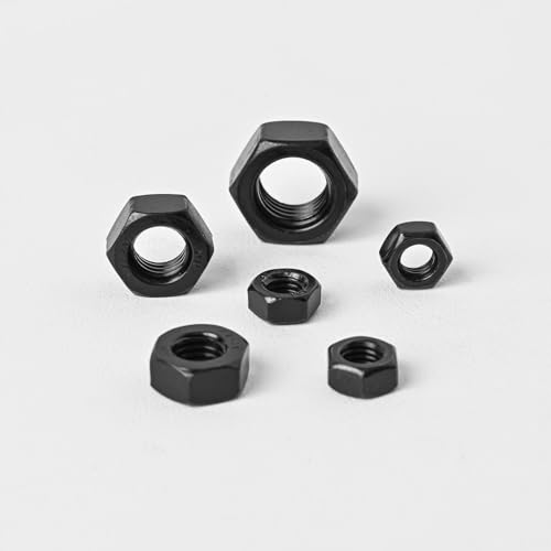 M3-0.5 (100 Pack) Hex Head Nuts, Black Oxide 304 Stainless Steel 18-8 Hexagon Nuts, Hex Drive, Standard Inch Coarse Thread - size: M3-0.5