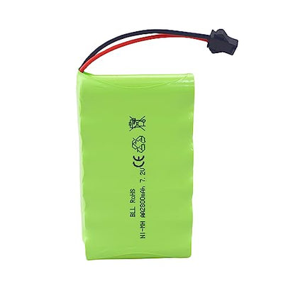 2PCS AA 7.2V 2800mAh Rechargeable Battery with SM-2P Plug and 2PCS USB Charging Cable for Huina 1550 550 Remote Control Excavator, Truck, Engineering Vehicle TR-211 RC Toys Spare Batteries