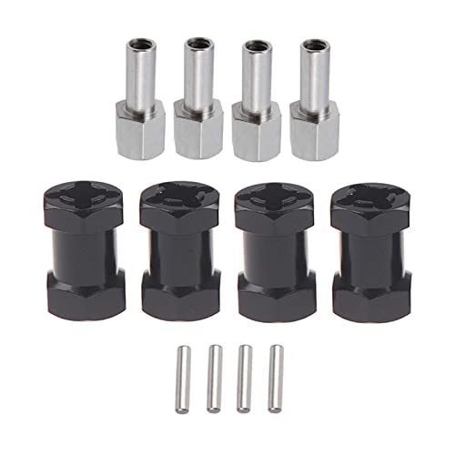 4Pcs 12mm Hex Hub Adapter 20mm Offset for 1/10 RC Crawler Black | 20mm Extension Adapter, Alloy Metal, Black - size: 20mm