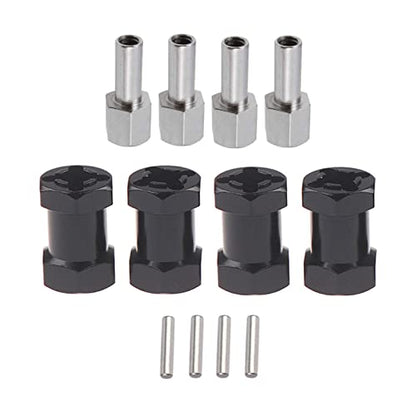 4Pcs 12mm Hex Hub Adapter 20mm Offset for 1/10 RC Crawler Black | 20mm Extension Adapter, Alloy Metal, Black - size: 20mm