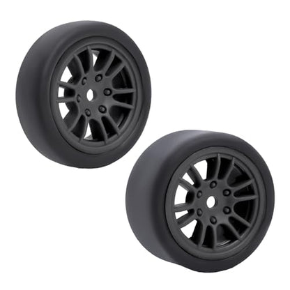 Pre-Mounted On-Road Drift Racing Wheel Tire Set Direct Pin Mount for 1/24 LOSI Micro-B WLtoys 244016-4PCS Rims Hub with Tires (Black) - color: Black