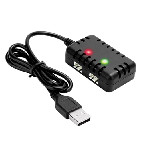 2S 7.4V 1-to-2 Charger with XH-3P Connector Plug for AX24 SCX24 FCX24 UTB18 SCX24 RC Cars and Trucks, for 7.4V 2S Lithium Batteries, Drones, Quadcopters, and Ships LiPO Batteries