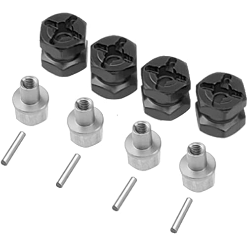 12mm Hex Wheel Hubs RC Hex Hub Drive Adapter Thickness 12mm Offset Extension Compatible with Axial SCX10 90046 D90 Tamiya MST 1/10 RC Crawler Car (Black) - color: Black