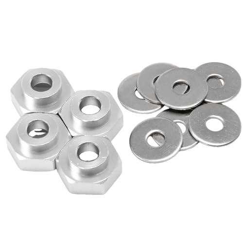 4PCS Aluminum Alloy 12mm Turn to 17mm Wheel Rim Hex Adapter Drive Hub Conversion Extension Compatible with Tamiya Axial Traxxa HPI Himoto HSP Losi Kyosho RC 1/10 On-Road Car Tires (Silver) - color: Silver