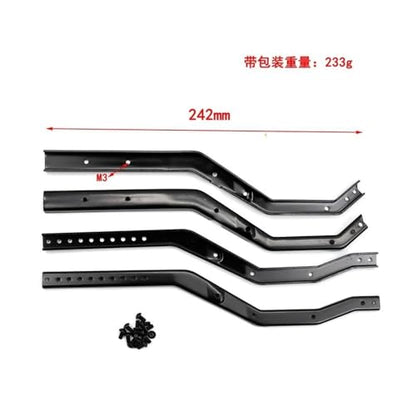 Wheelbase Adjustable Metal Chassis Frame Rail Set Compatible with 1/10 RC Crawler Upgrade Parts(Red) - color: Red