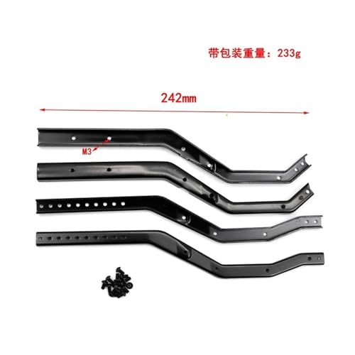 Wheelbase Adjustable Metal Chassis Frame Rail Set Compatible with 1/10 RC Crawler Upgrade Parts(Black) - color: Black