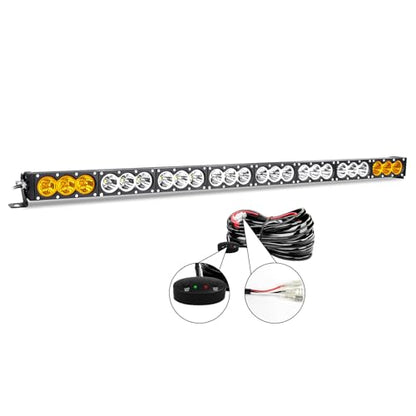 AUXTINGS 44 inch Single Row Dual Color LED Light Bar 240W Off Road Light Bar White Amber Combo LED Work Light Truck UTV 4x4 Cars SUVs ATVs Boats Fog Driving Light with Wiring Harness kit - size: 44 inch white amber