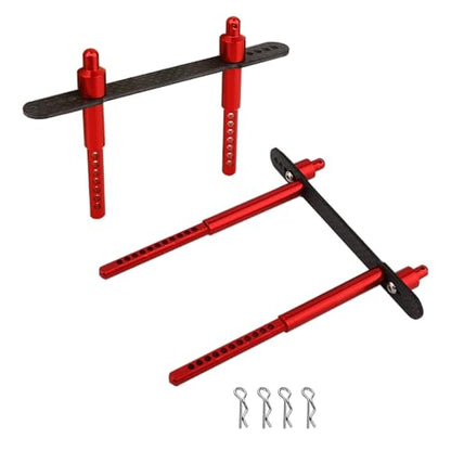 Aluminum Adjustable Body Post Mounts Front and Rear Shell Column for Axial SCX10 II 90046 90047 1/10 RC Crawler Car Parts (red) - color: Red