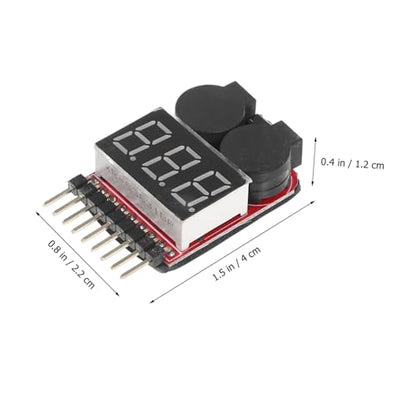 jojofuny 2pcs Lipo Battery Voltage Checker Low Voltage Alarm Compact Rc Battery Tester Monitor