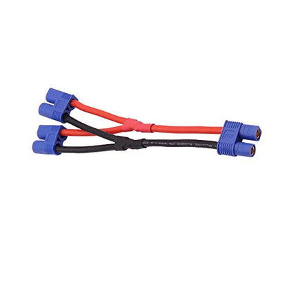 Parallel Y-Harness Adapter EC3 Connector with 12awg 10cm Silicone Wire 1 Male to 2 Female Connectors Compatible with RC Car Truck Boat Lipo Battery Connection