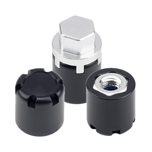 4PCS RC M4 Wheel Hex Nuts with Tools,CNC Aluminum RC Car Dustproof Wheel Rim Center Cap Hub Suit for TRX4 Axial SCX10 Redcar D90 Tamiya Etc 1/10 RC Crawler Car Upgrades (Black) - color: Black