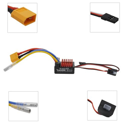60A Brushed ESC Electronic Speed Controller Waterproof for 1/10 RC Car RC Boat for use with 540/550 Motors (XT60 Plug)
