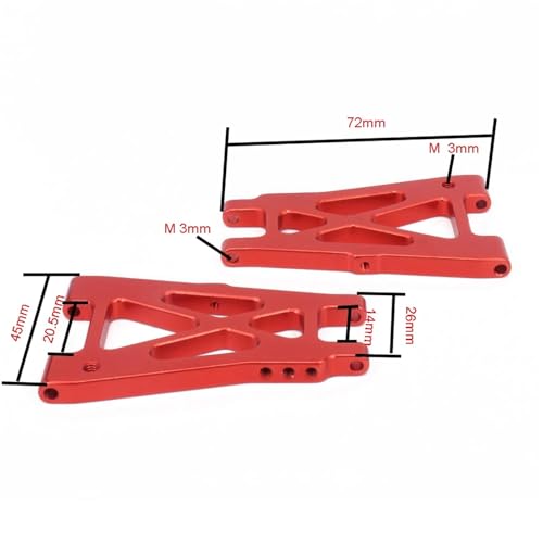 RC Swing Arm Part for Kyosho for Optima 4Wd 1/10 2PCS Aluminum Rear Lower Suspension Arm Upright Set Rc Model Car for Buggy Off-Road Repair Parts(Red) - color: Red