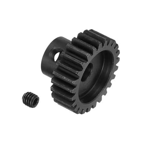 MECCANIXITY RC 32P Hardened Pinion Gear 5mm Shaft, 25T Motor Gears Carbon Steel for 1/10 RC Model Car Boat Drone - style: 25T