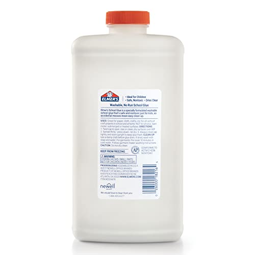 Elmer's Liquid School Glue, White, Washable, 32 Ounces - Great for Making Slime, Arts & Crafts, Back to School, #1 Teacher Brand (Pack of 6) - size: 1 Quart (32 oz) (Pack of 6)