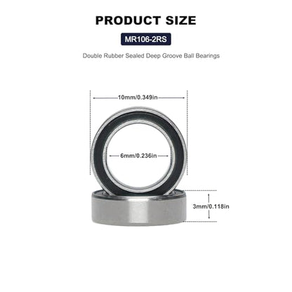20 PCS MR106-RS Deep Groove Double Shielded Ball Bearings - 6x10x3mm Micro Bearings for 3D Printers, Electric Motors, Home Appliances, Garden Machiner (MR106) - size: MR106-RS
