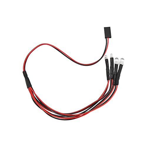 4 LED Rock Lights Kit for Axial SCX24 1/24 RC Crawler Car Upgrade Parts, White and Red Headlight Taillight Lighting System with Remote Control