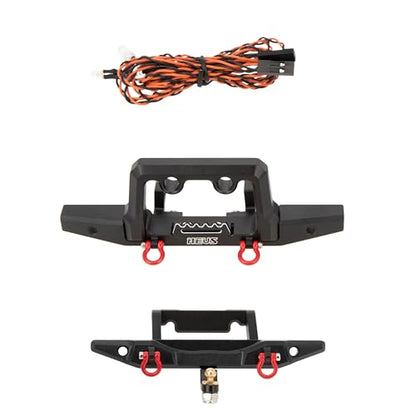 MEUS Aluminum Front/Rear Bumper with LED Lights for TRX4M - Remote Control Car, RC Car, RC Crawler 1/18 Upgrade Parts (Front/Rear Bumper for Defender) (HELIDIRECT)