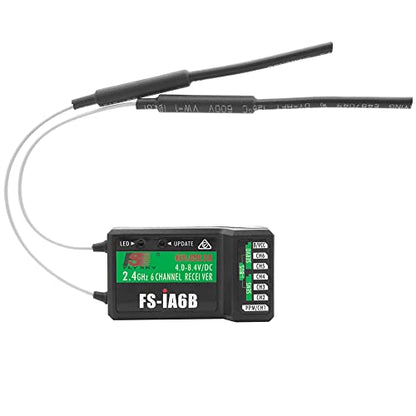 Flysky 6CH FS-iA6B Receiver Fits FS-i4 FS-i6 FS-i6X FS-i10 Transmitter | 2.4G PPM Output Flysky Receiver with iBus Port Fits RC Car RC Boat Remote Control