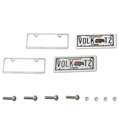 2PCS HIRCQOO Metal RC Car License Plate Decorations Accessories Compatible with Traxxas TRX-4 Tamiya CC01 Axial SCX10 D90 1/10 RC Crawler Car (VOLKT2) - style: VOLKT2