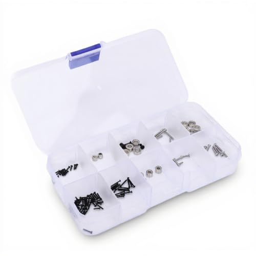 Generic 126PCS RC Screw Kit with Bearings & Nuts, Replacement for SCX30 1/30 RC Crawler Car, Steel Screw Assortment Set for Easy DIY Repair & Maintenance