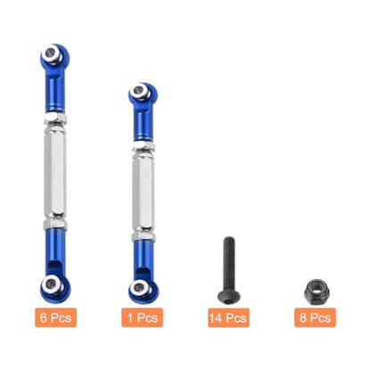 MECCANIXITY Adjustable Turnbuckles Camber Link Linkages Aluminum Alloy RC Car Steering Pull Rod Servo Linkages Tie Rod for 2WD 1/10 RC Car Crawler（Dark Blue） - color: Dark Blue