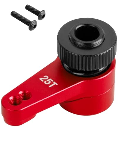 Aluminum 25T Unloading Steering Servo Horn Servo Arm Upgrades Part for 1/10 RBX10 SCX10 90046 Capra 1.9 UTB L0 S1 1/8 LMT Solid AXLE 4WD Monster Truck LOS04022 RC Car,Red - color: Red - (25t Servo Arm)