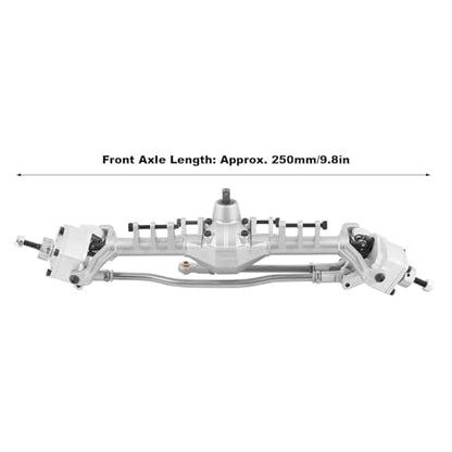 RC Front Axle，Aluminum Alloy Front and Rear Portal Axles Assembly 250mm/9.8in Length Metal Upgrades Accessories for 1.9 UTB RC Car (Silver) - color: Silver
