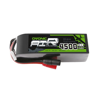 OVONIC 22.2V 100C 4500mAh 6S Lipo Battery with AS150-XT90 Plug for RC Car Boat Truck Helicopter Airplane Racing Models [Notice: XT90 Plug Conversion Cable to Be Purchased Separately]