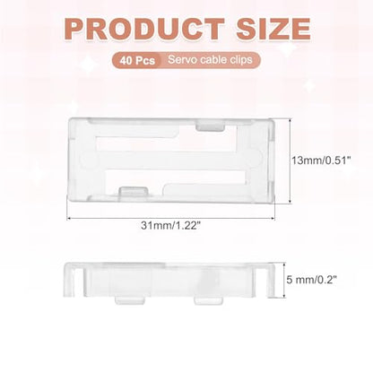 MECCANIXITY 40 Pcs Servo Extension Cable Clips, Servo Cable Safety Connector Lead Wire Buckle Lock for RC Car Plane Boat DIY Y Adapter Cable, Clear - color: Clear
