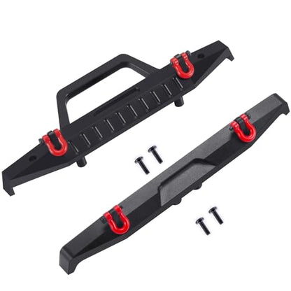 CNC Aluminum Front & Rear Bumper Mounts Set for 1/18 TRX4M RC Car | 26g Front and 16g Rear Bumper with Tow Trailer Hook for 1/18 TRX4M High Trail K10 RC Crawler Car Upgrade Parts