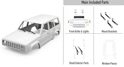 1/10 RC Crawler Hard Body Shell, 313mm Cherokee-Style, SCX10/TRX4 (White, SUV) - color: White