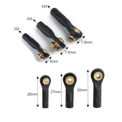 M2 M3 CW 26mm 27mm 30mm Tie Rod End Ball Joint Link, M2 26mm | 10Pcs, Plastic, Ball Head Holder, For 1/10 Axial SCX10 90046 90047 TRX4 D90, RC Crawler Car, Upgrade Parts - color: M2 26mm