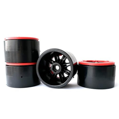 4PCS Plastic 2.2 Inch Beadlock Wheel Rim Wheel Hub 12mm Hex for 1/10 RC Off Road Rock Crawler Car for Axial SCX10 90046 TRX4 Wraith RR10 RBX10 Yeti Capra 2.2Inch Tires(8Holes-Red) - color: 8holes-red