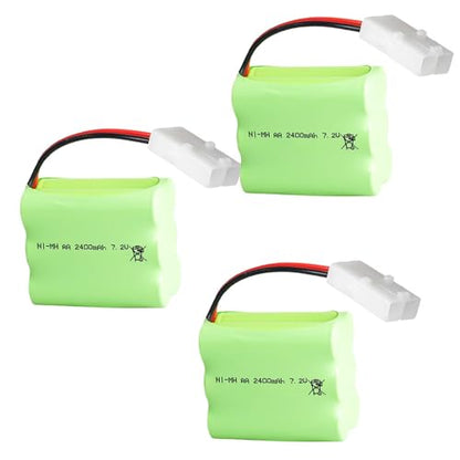 3Pack 7.2V 2400mAh NI-MH Battery Pack RC Car Truck Rechargeable Replacement AA Battery Cell with KET-2P Connector for RC Toys,Drone DIY - size: 3Pack